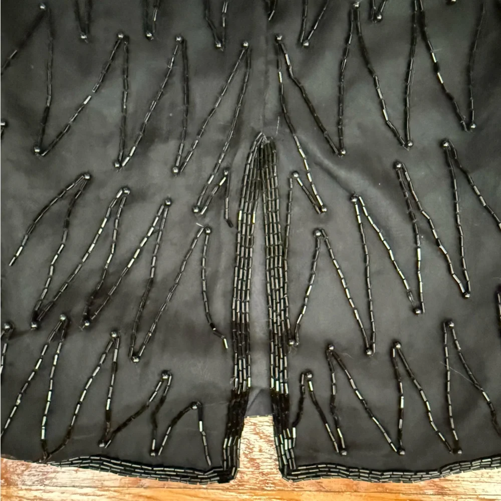 Vintage Mark & John 100% silk beaded black cocktail dress M - Picture 7 of 9